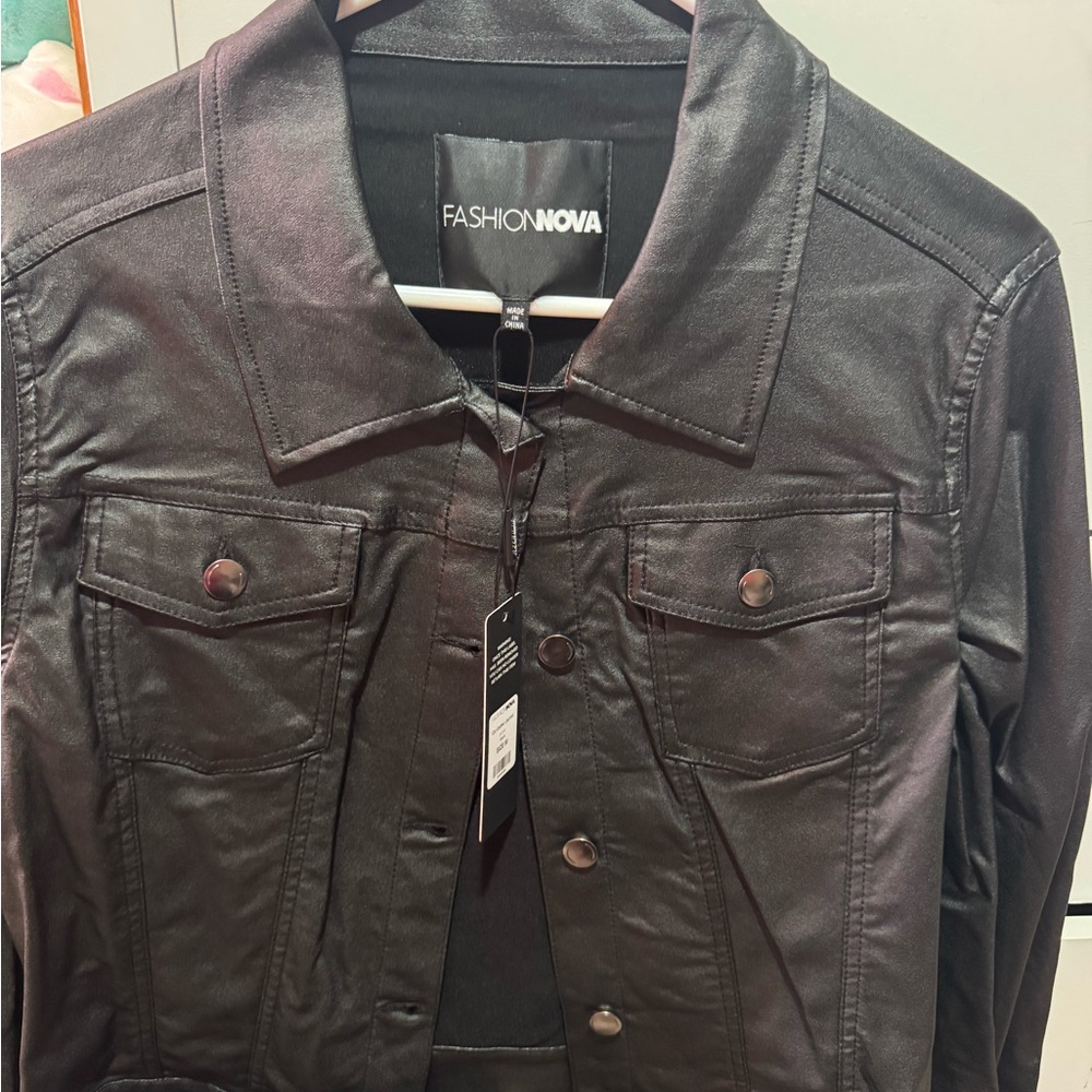 Fashion Nova Charcoal Button-Up Jacket